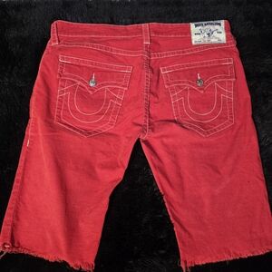 True Religion Red Corduroy Shorts